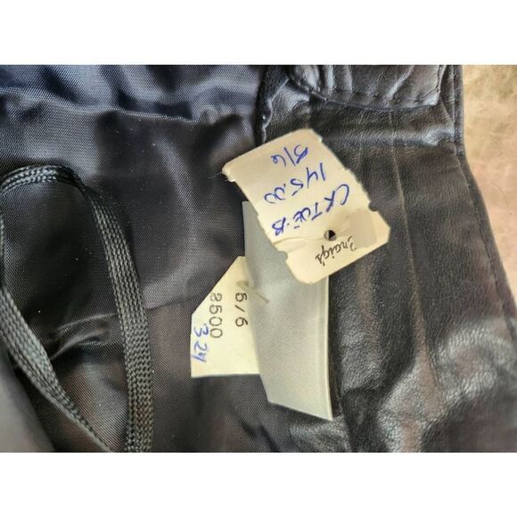 90s Vintage Black Leather Slit Skirt Mob Wife Lined High Waist Sexy - Picture 9 of 9